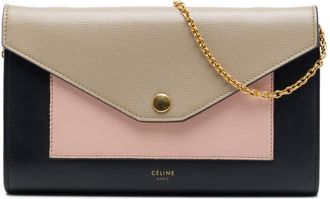 Celine Pre-owned Celine Tricolor Leather Pocket Envelope Wallet On Chain Ladies MIPLLW1MC4K23AKQ