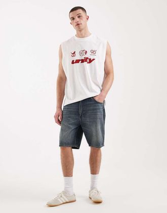 Wrangler Cowboy - Pantaloncini in denim dritti lavaggio medio-Blu