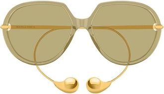 Bottega Veneta BV1436S004 Square Full Rim Sunglasses - Gold