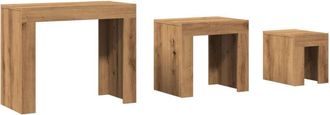 vidaXL Vidaxl - Mesas de centro apilables 3 uds madera ingeniería roble artisan