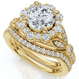 Pompeii3 1 1/2Ct Eloise Diamond Engagement Ring Set 14k Gold or Platinum