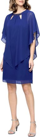 S.L. Fashions Jewel Chiffon Overlay Shift Dress in Iris at Nordstrom, Size 12