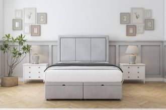 Comfort Beds Savoy Naples Ottoman Bed Set With 54 Floor Standing Headboard in Silver | Size: Small Single