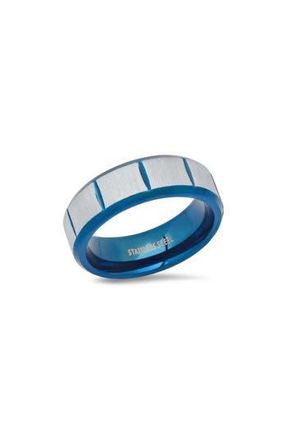 Steeltime Mens Two-Tone Stainless Steel Band Ring in Blue at Nordstrom Rack, Size 11