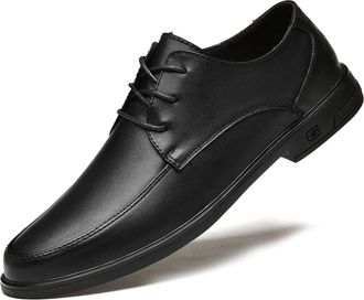 Generic Oxford Formal Shoes for Men Lace Up Apron Toe Derby Shoes Round Toe Leather Slip Resistant Anti-Slip Low Top Prom(Black,5.5 UK)