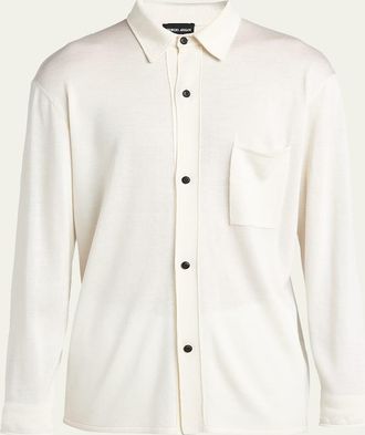 Giorgio Armani Mens Relaxed-Fit Silk Knit Cardigan
