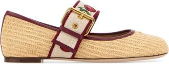 Valentino Garavani Beige Buckle Ballet Flats