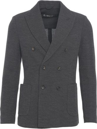 Circolo 1901 Double-Breasted Textured Knit Blazer With Classic Lapels
