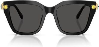 Swarovski 53mm Irregular Sunglasses in Black /Dark Grey at Nordstrom