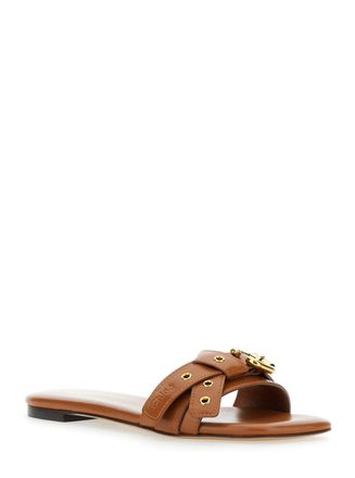 Chlo&eacute; Womens Brown Sandals With Strap Embellishment Linen