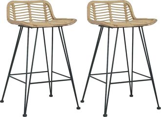 vidaXL Taburetes De Cocina 2 Unidades Rat&aacute;n Natural Vidaxl