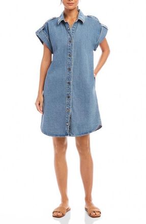 Karen Kane Cap Sleeve Denim Shirtdress at Nordstrom, Size X-Small