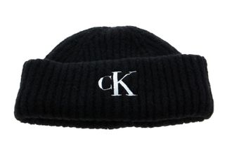 Calvin Klein CKJ Monogram Wool Blend Beanie Black