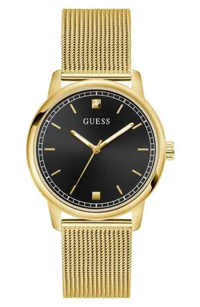 Guess Chandler Mesh Strap Watch, 40mm in Gold Tone at Nordstrom