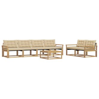 vidaXL Conjunto De Sof&aacute;s De Exterior 7 Pcs Y Beige Vidaxl