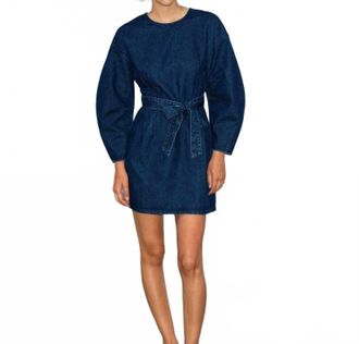 French Connection Leighton Denim Banana Sleeve Mini Dress In Dark Indigo