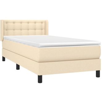 vidaXL Cama Box Spring Con Colch&oacute;n Tela Color Crema 90x200 Cm Vidaxl