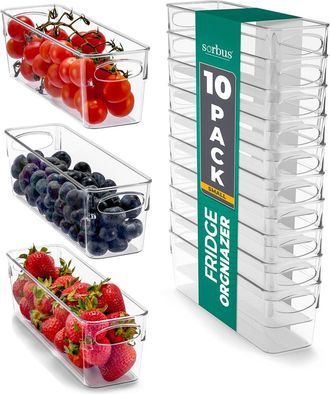 Sorbus Set Of 10 Small Clear Plastic Organizing Bins