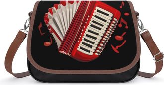 Generic Accordion Player Folk Music Crossbody Bags for Women Shoulder Messenger Bag Purse Handbags