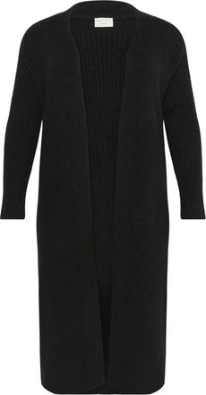 Kaffe Curve Rinye Lange Cardigan - Dames - Vesten - Zwart - L - Wol - Truien & Vesten