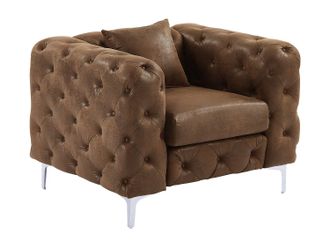 Vente-Unique Sill&oacute;n chesterfield de microfibra con acabado de piel envejecida EDWINA