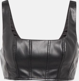 Staud Wells cropped leather-effect top