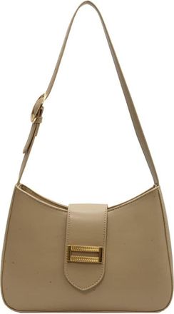 Generic Small Leather Shoulder Bag for Women with Zipper Fashion Cross Body Clutch Purse Handbags Leather Underarm Bag (Khaki)