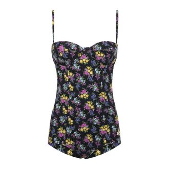 Dolce & Gabbana Badmode, Dames, Veelkleurig, L, Leer, Majolica-print badpak uit &eacute;&eacute;n stuk