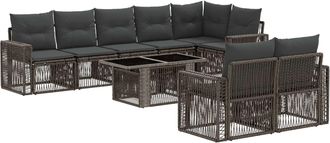 vidaXL Conjunto De Sof&aacute;s De Jard&iacute;n 9 Uds. Gris Y Gris Oscuro Vidaxl