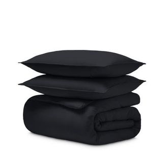 Bare Home Organic Cotton Jersey Duvet Cover & Pillowsham Set in Black at Nordstrom, Size King