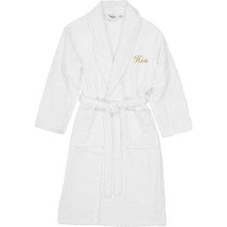 Linum Home Textiles Embroidered His Terry Bathrobe in White at Nordstrom Rack, Size Large/x-Large