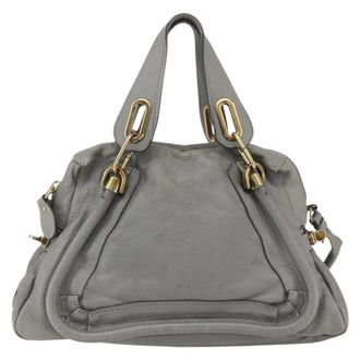 Chlo&eacute; Paraty Top Handle Leather Gray Leather Handbag (Pre-Owned)