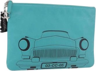 Chanel Pre-owned Vintage Clutch Bag - Dames - Vintage Clutch - Blauw - ONE Size - Leer - Vintage