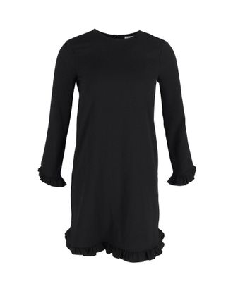 Ganni Ganni Ruffled Hem Dress in Black Polyester