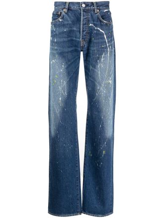 Yohji Yamamoto Jeans dritti con effetto vernice - Blu