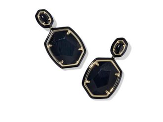 Kendra Scott Daphne Enamel Frame Drop Womens Earrings Earring Black Agate, Brass