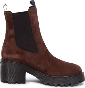 Hogan Chelsea Boots - Dames - Laarzen met Hak - Bruin - 37 1/2 EU - Leer - Schoenen