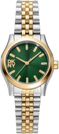 DKNY L 156 Bracelet Watch in Dark Green/two Tone at Nordstrom