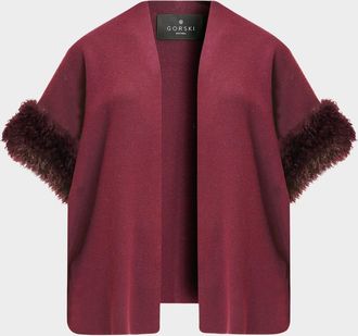 Gorski Knit Wool Vest With Mongolian Lamb Cuffs