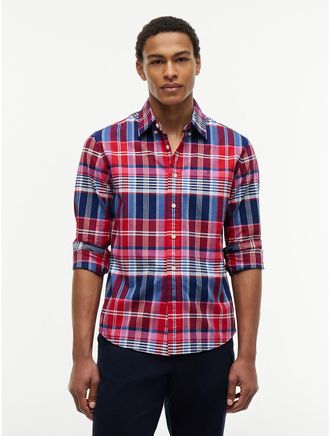 Tommy Hilfiger Mens Regular Fit Plaid Oxford Shirt - Red - XXXL