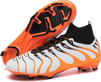 Generic Mens High-top Professional Training Soccer Shoes - Breathable Anti-Slip Competition Football Shoes for Men Women (White-Long Cleats,8.5)