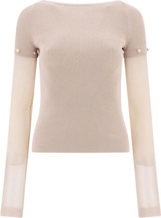 Sportmax Truien & Vesten, Dames, Beige, L, Katoen, Beige T-shirt Casual Stijl