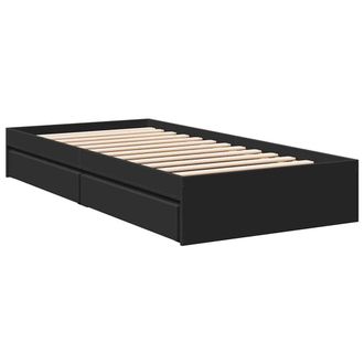Berkfield Home Modern Bed Frame with Drawers without Mattress Black 75x190 cm Sm | Size: Small Single