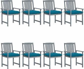 vidaXL Vidaxl - Sillas De Jard&iacute;n Con Cojines 8 Uds Madera Maciza De Acacia Gris