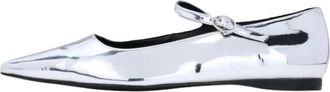 Yosi Samra Womens Camille Mary Jane Flat In Silver