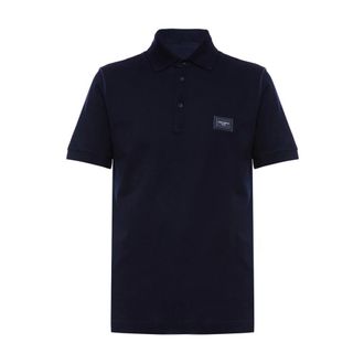 Dolce & Gabbana Polo Shirts, male, Blue, Size: XL Cotton-piqu&eacute; Polo Shirt