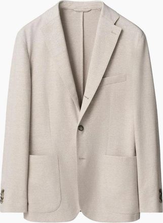 Eton Mens Eton Herringbone Linen Jersey Soft Jacket 32 Beige - Tan - Size: 44/Regular