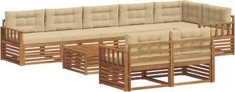 vidaXL Conjunto De Sof&aacute;s De Exterior 9 Uds. Natural Y Beige Vidaxl