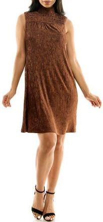 Nina Leonard Smocked Crinkled Dress in Chocolate at Nordstrom Rack, Size X-Large