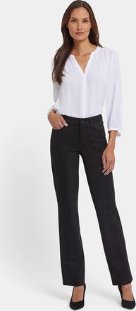 NYDJ Marilyn Rechte Broek in Stretch Faux Su&egrave;de | Zwart